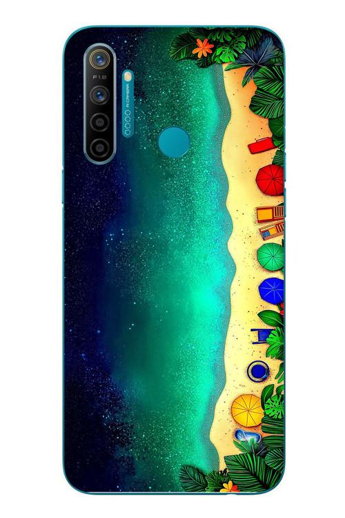 Realme 5i Uyumlu Tatil Kumsal Gecesi Baskılı Silikon Kılıf