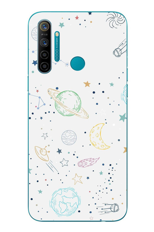 Realme 5i Uyumlu Uzay Yolculuğu Baskılı Silikon Kılıf