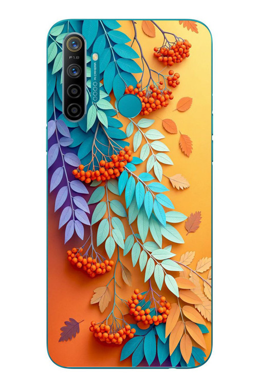 Realme 5i Uyumlu Pastoral Çicekler Baskılı Silikon Kılıf
