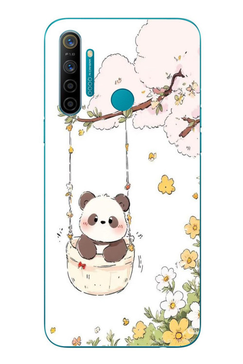 Realme 5i Uyumlu Sallanan Panda Baskılı Silikon Kılıf