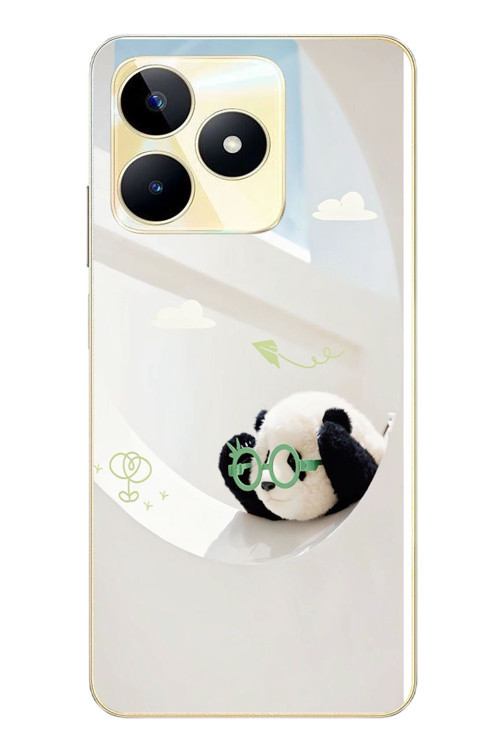 Realme C53 Uyumlu Gözlüklü Panda Baskılı Silikon Kılıf