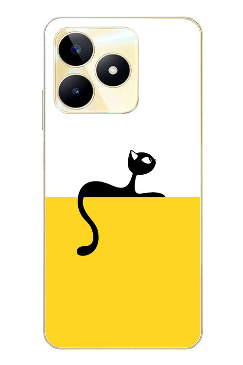 Realme C53 Uyumlu Dişi Kedi Baskılı Silikon Kılıf