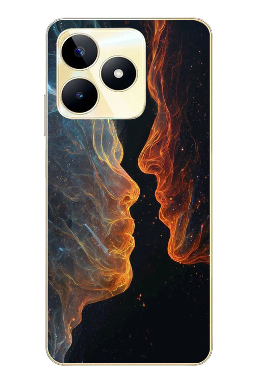 Realme C53 Uyumlu Kavuşan Çizgiler Baskılı Silikon Kılıf
