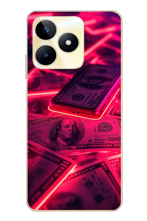 Realme C53 Uyumlu Kızıl Dolarlar Baskılı Silikon Kılıf