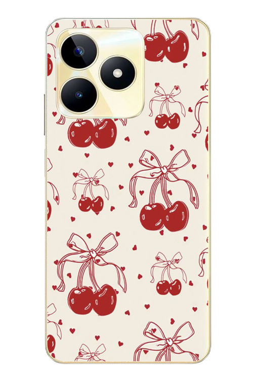 Realme C53 Uyumlu Kiraz Bukleleri Baskılı Silikon Kılıf