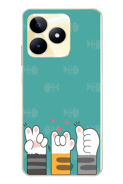 Realme C53 Uyumlu Kedi Patileri Baskılı Silikon Kılıf