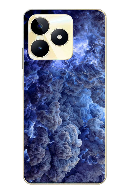 Realme C53 Uyumlu Mor Bulutlar Baskılı Silikon Kılıf