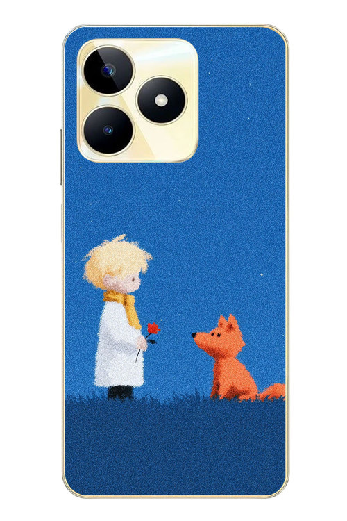 Realme C53 Uyumlu Sarışın Çocuk ve Köpek Baskılı Silikon Kılıf