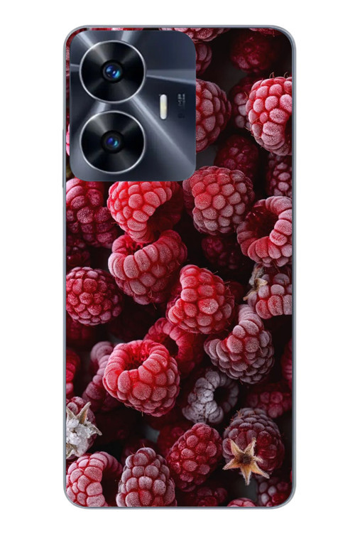 Realme C55 Uyumlu Ahududu Frambuaz Baskılı Silikon Kılıf