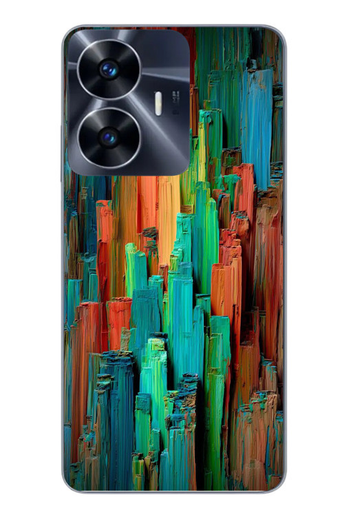 Realme C55 Uyumlu Dikey Renkler Baskılı Silikon Kılıf