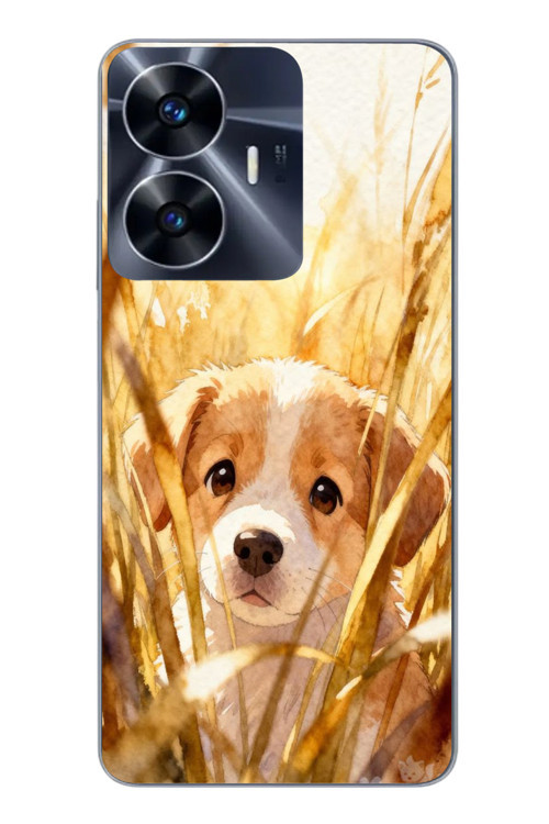 Realme C55 Uyumlu Golden Köpek Baskılı Silikon Kılıf
