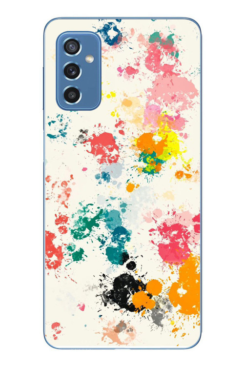 Samsung Galaxy M52 Uyumlu Renkli Boyalar Baskılı Silikon Kılıf