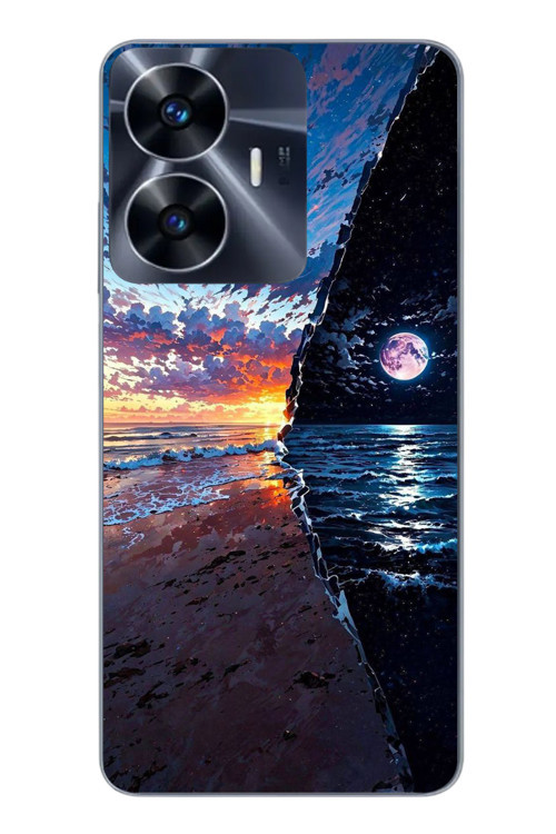 Realme C55 Uyumlu Deniz Günbatımı Baskılı Silikon Kılıf