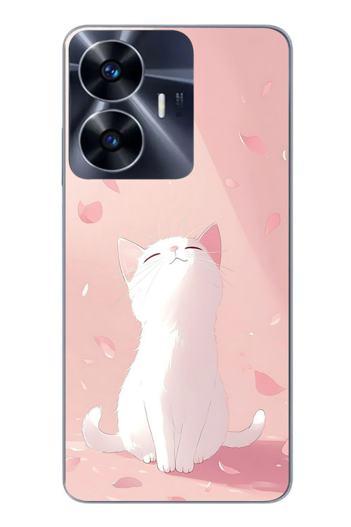Realme C55 Uyumlu Minnoş Kedi Baskılı Silikon Kılıf