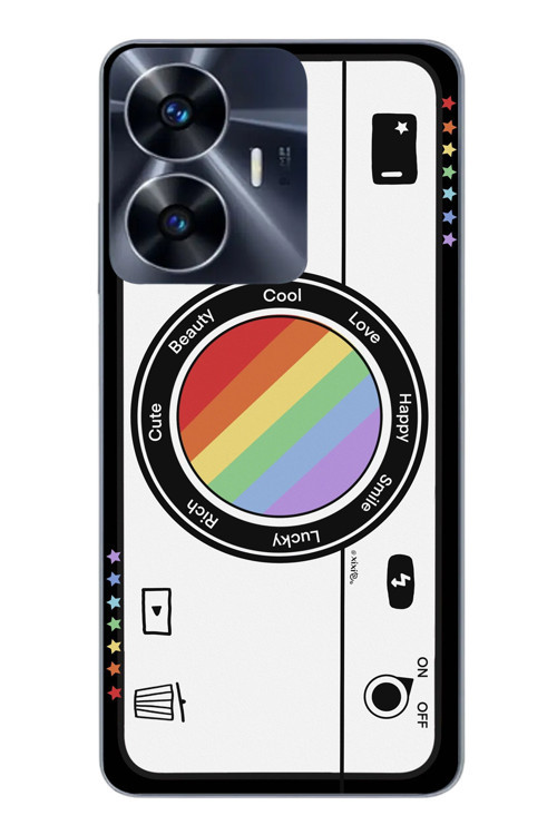 Realme C55 Uyumlu Gökkuşaklı Makine Baskılı Silikon Kılıf