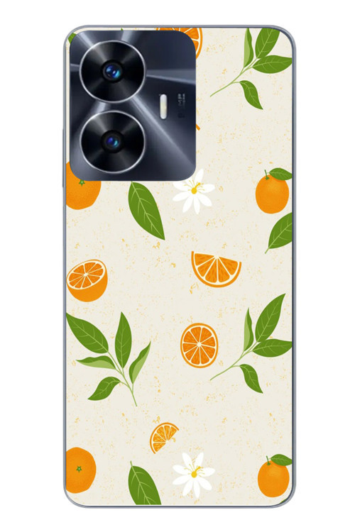Realme C55 Uyumlu Mandalinalar Baskılı Silikon Kılıf