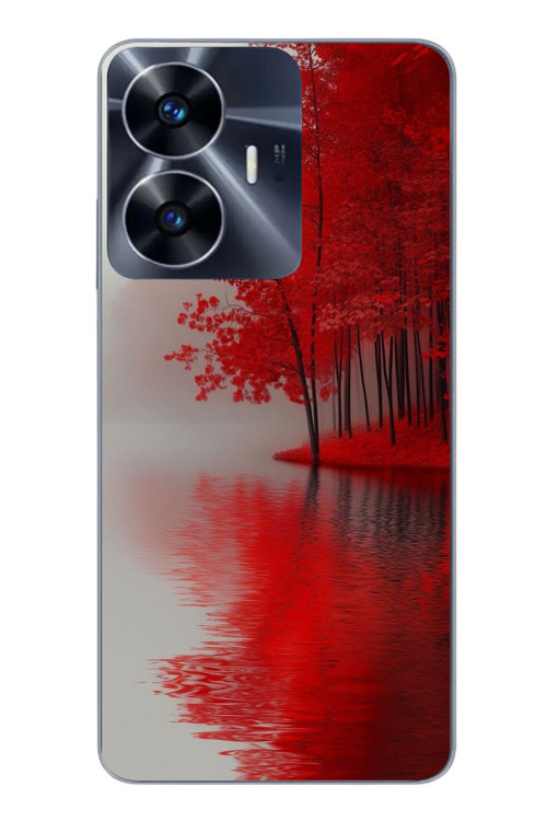Realme C55 Uyumlu Sonbahar Gölü Baskılı Silikon Kılıf