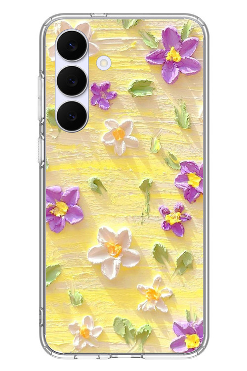 Samsung Galaxy S25 FE Uyumlu Mor Papatyalar Baskılı Silikon Kılıf