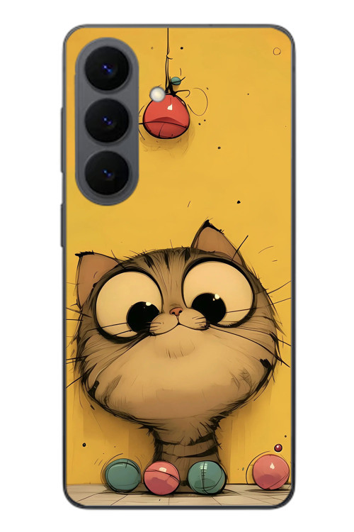 Samsung Galaxy S26 Uyumlu Kedi Çizgisi Baskılı Silikon Kılıf