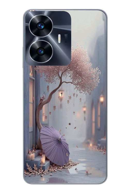 Realme C55 Uyumlu Mor Lamba Altı Baskılı Silikon Kılıf