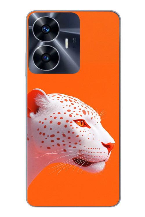 Realme C55 Uyumlu Turuncu Kaplan Baskılı Silikon Kılıf