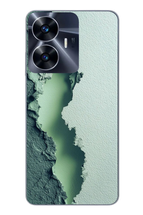 Realme C55 Uyumlu Koyu Yeşil İzler Baskılı Silikon Kılıf