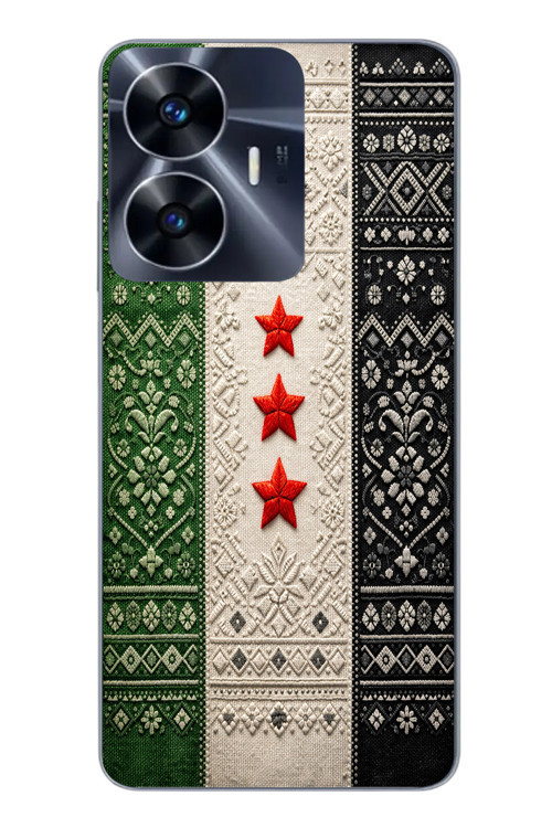 Realme C55 Uyumlu Suriye Bayrağı Dokuma Baskılı Silikon Kılıf