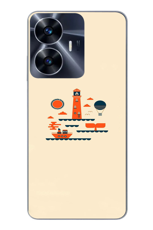 Realme C55 Uyumlu Sade Tatil Baskılı Silikon Kılıf