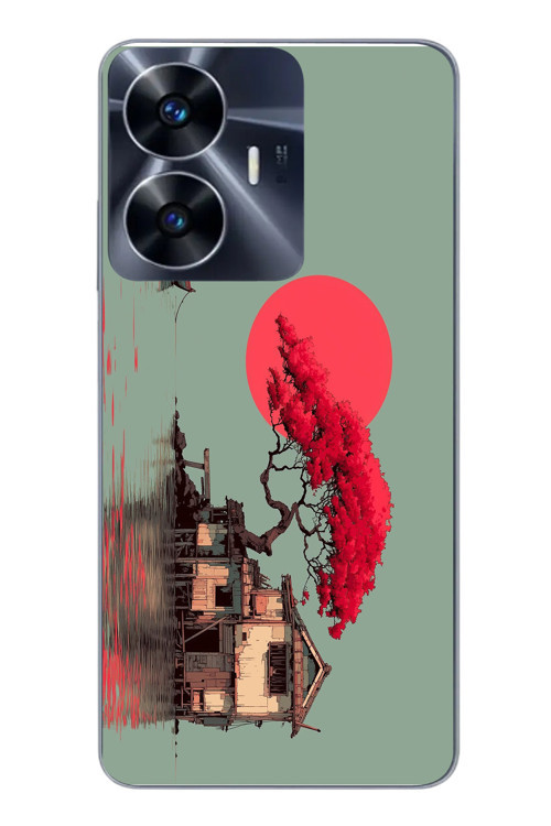 Realme C55 Uyumlu Sahil Evi Baskılı Silikon Kılıf