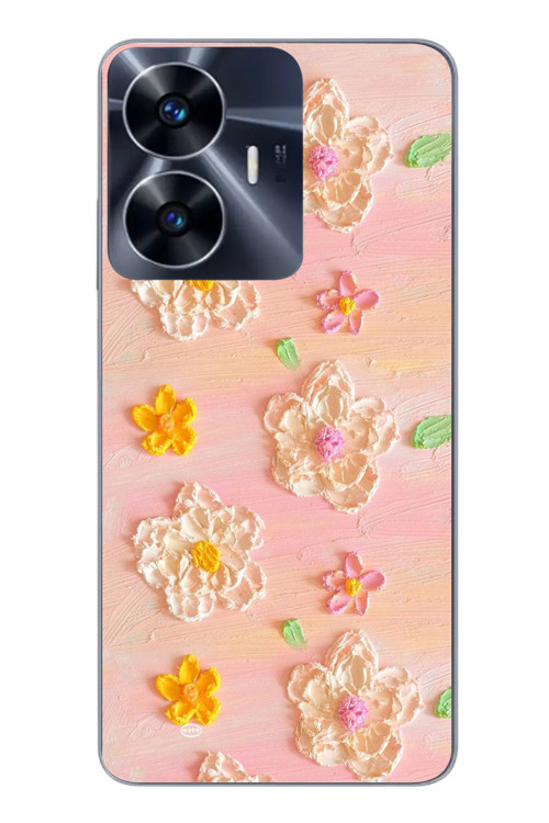 Realme C55 Uyumlu Pastel Papatya Baskılı Silikon Kılıf