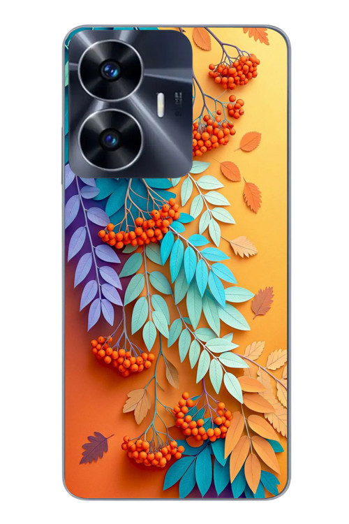 Realme C55 Uyumlu Pastoral Çicekler Baskılı Silikon Kılıf