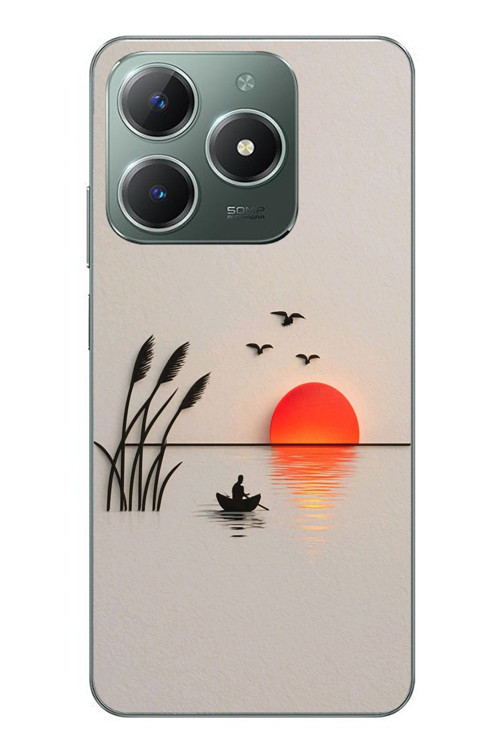 Realme C61 Uyumlu Gün Batımı Çizim Baskılı Silikon Kılıf