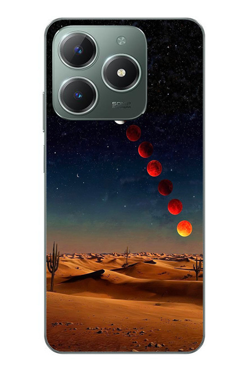 Realme C61 Uyumlu Ayın Geçişi Baskılı Silikon Kılıf