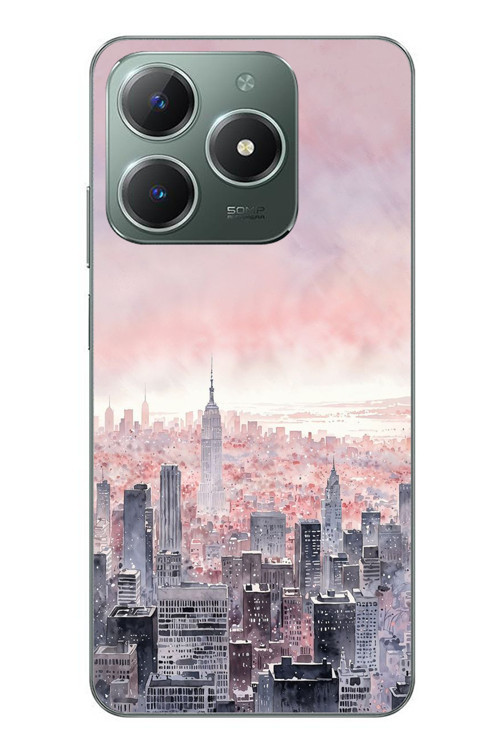 Realme C61 Uyumlu Gökdelenler Baskılı Silikon Kılıf
