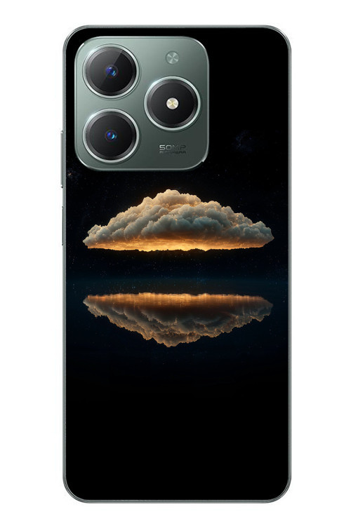 Realme C61 Uyumlu Bulut Yansıması Baskılı Silikon Kılıf