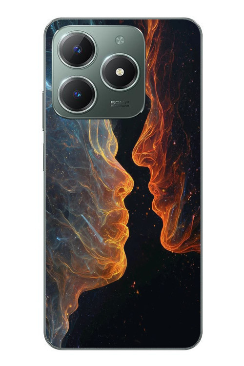 Realme C61 Uyumlu Kavuşan Çizgiler Baskılı Silikon Kılıf