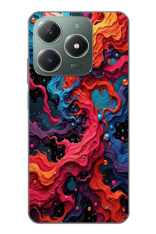 Realme C61 Uyumlu Dalgaların İz Karışımı Baskılı Silikon Kılıf