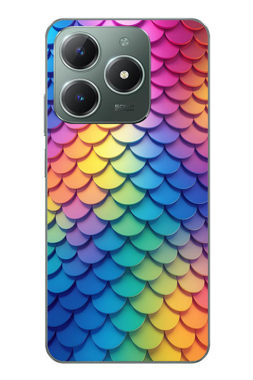 Realme C61 Uyumlu Gökkuşağı Renkleri Baskılı Silikon Kılıf