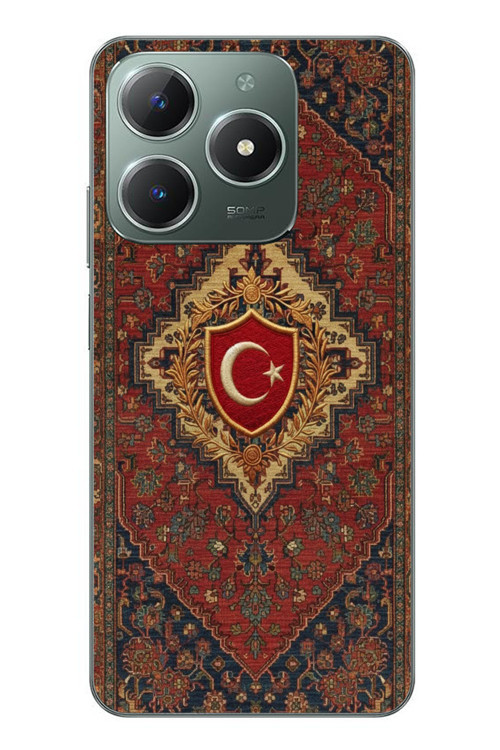 Realme C61 Uyumlu Türkiye Bayraklı Halı Baskılı Silikon Kılıf