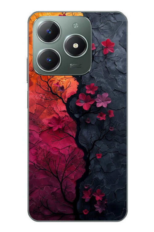 Realme C61 Uyumlu Yaprak Geçişkenliği Baskılı Silikon Kılıf