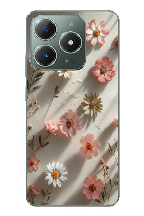 Realme C61 Uyumlu Papatya Çiçekleri Baskılı Silikon Kılıf