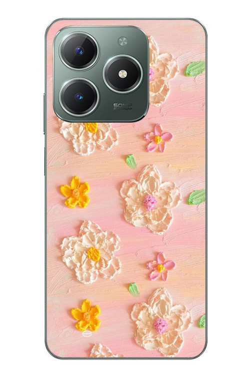 Realme C61 Uyumlu Pastel Papatya Baskılı Silikon Kılıf