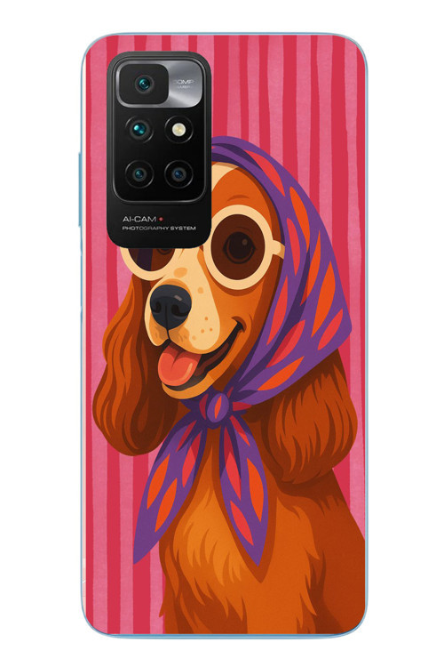 Redmi 10 2022 Uyumlu Gözlüklü Köpek Baskılı Silikon Kılıf