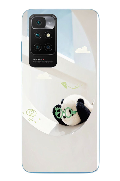 Redmi 10 2022 Uyumlu Gözlüklü Panda Baskılı Silikon Kılıf