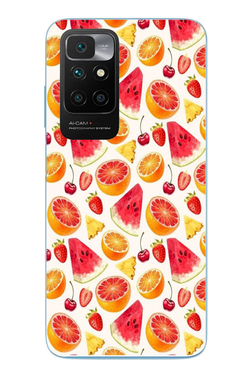 Redmi 10 2022 Uyumlu Karpuz ve Kan Portakalı Baskılı Silikon Kılıf