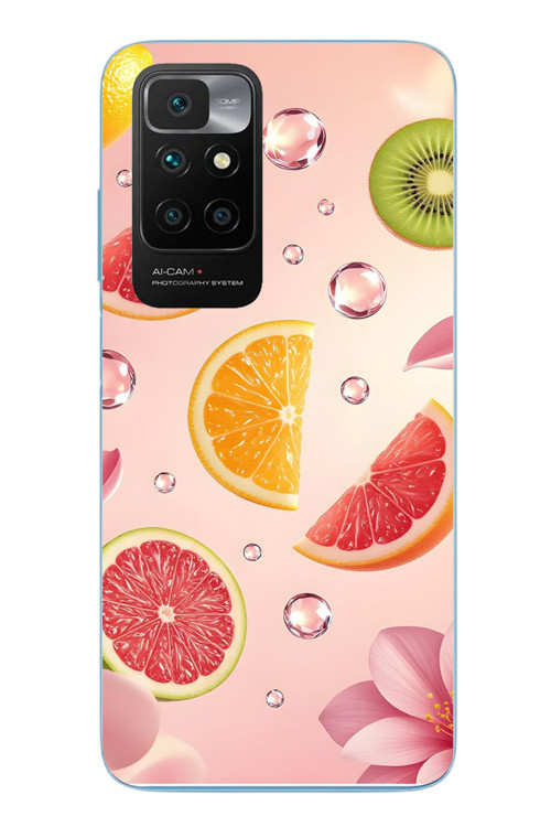 Redmi 10 2022 Uyumlu Meyve Dilimleri Baskılı Silikon Kılıf