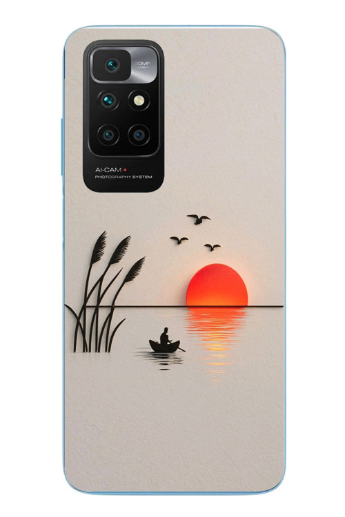Redmi 10 2022 Uyumlu Gün Batımı Çizim Baskılı Silikon Kılıf