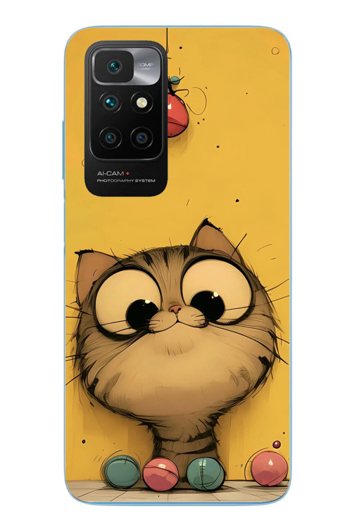 Redmi 10 2022 Uyumlu Kedi Çizgisi Baskılı Silikon Kılıf