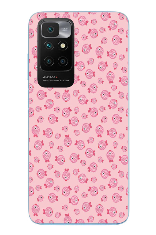 Redmi 10 2022 Uyumlu Pembe Balıklar Baskılı Silikon Kılıf