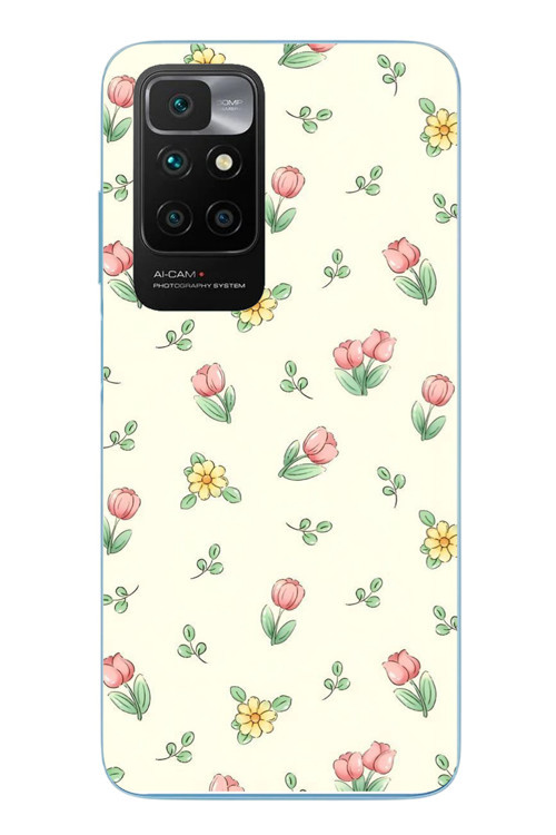 Redmi 10 2022 Uyumlu Lale Çiçekleri Baskılı Silikon Kılıf
